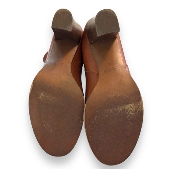I. Crew Chestnut Leather Block Heel Ankle Boots 28443